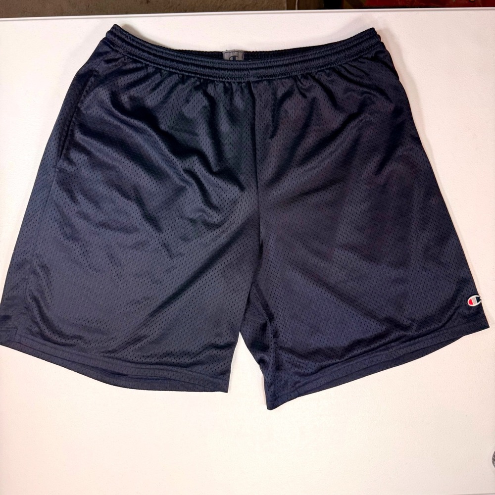Champion Mesh Athletic Shorts Navy Blue Basketball Gym Pockets XL